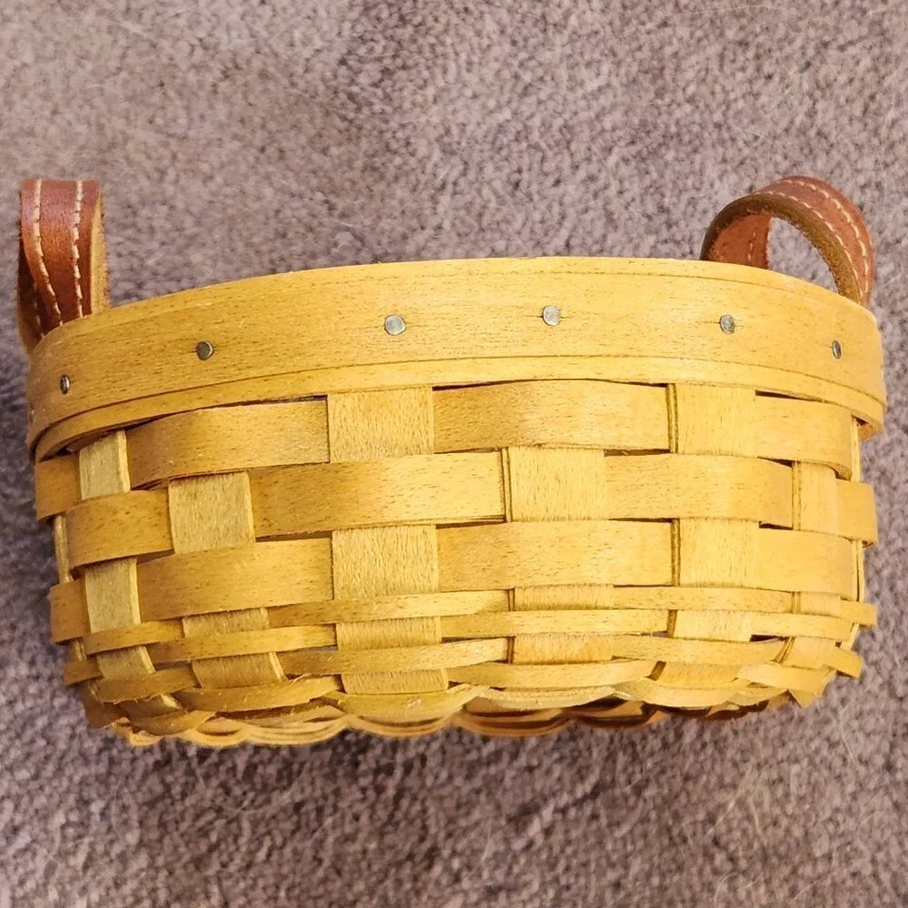 Longaberger Round Utility Basket with Leather Handles